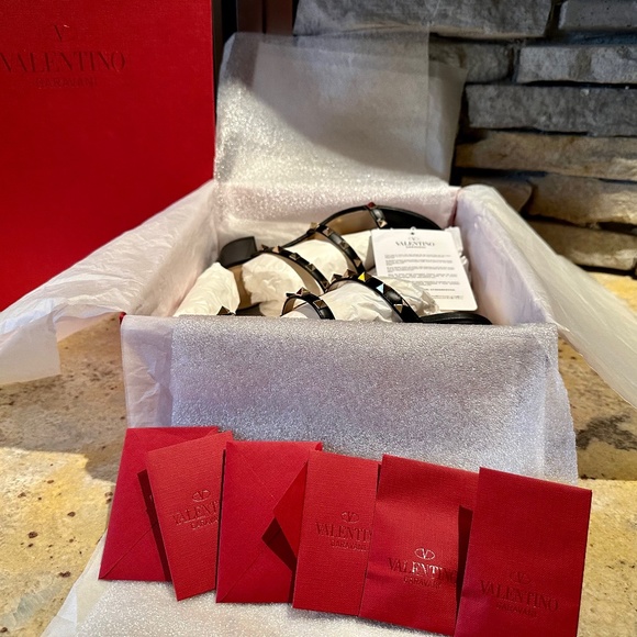 Valentino GARAVANI Rockstud Calfskin Leather Slide Sandal 60 MM BLACK Brand New - Picture 8 of 10